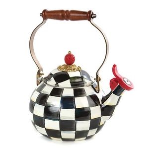 NEW Courtly Check Enamel Whistling Tea Kettle